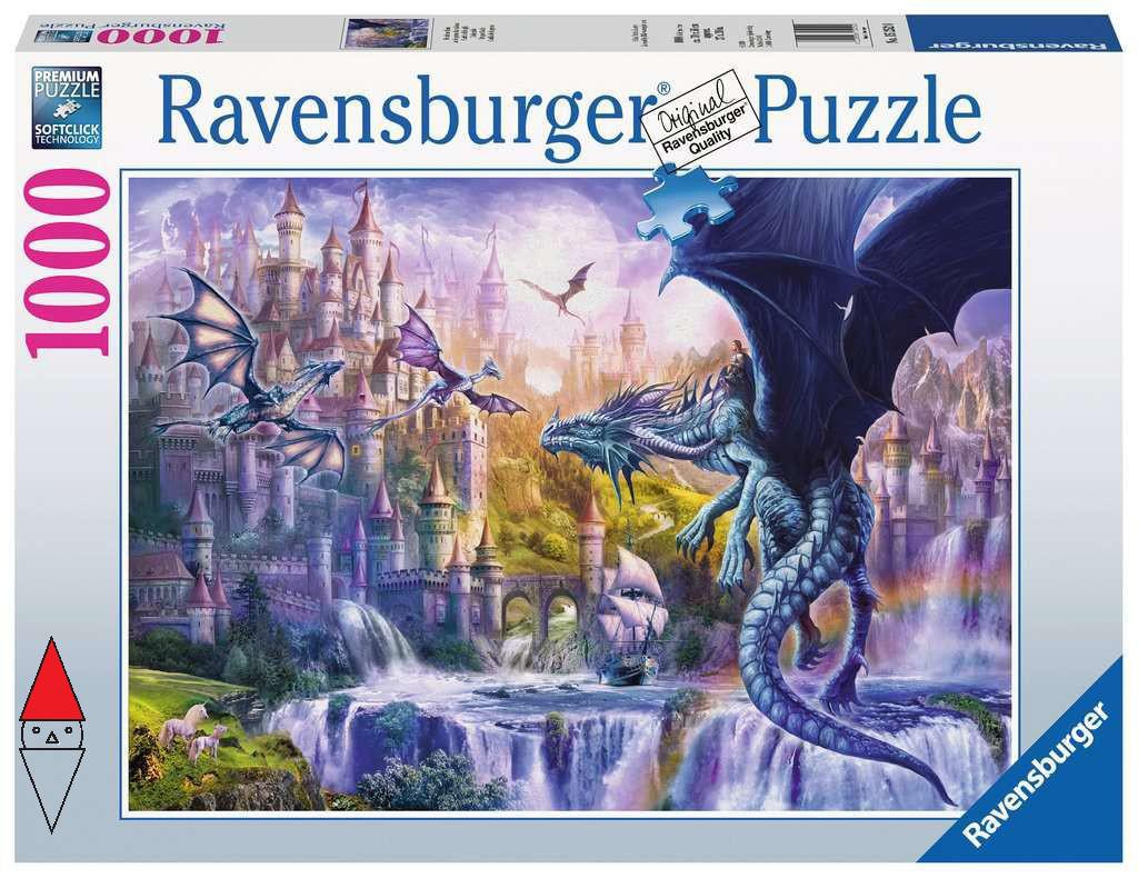 Ravensburger Puzzle 1000 Pezzi – Castello Dei Draghi, Dimensioni 70x50 Cm, Fantasy, Per Adulti E Ragazzi