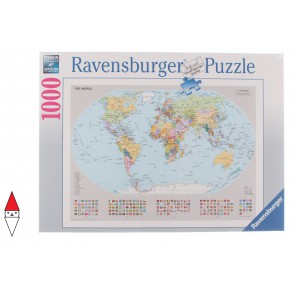 RAVENSBURGER, , , PUZZLE OGGETTI RAVENSBURGER CARTE GEOGRAFICHE MAPPAMONDO POLITICO 1000 PZ