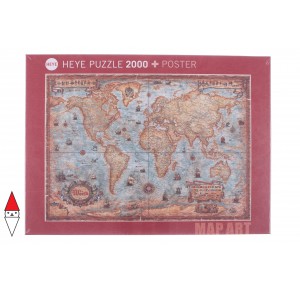HEYE, , , PUZZLE OGGETTI HEYE CARTE GEOGRAFICHE MAP ART THE WORLD 2000 PZ