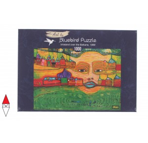 BLUEBIRD, , , PUZZLE ARTE BLUEBIRD HUNDERTWASSER IRINALAND OVER THE BALKANS 1969 1000 PZ