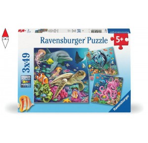 RAVENSBURGER, , , PUZZLE RAVENSBURGER PUZZLE 3X49 PZ MERAVIGLIE SOTTOMARINE