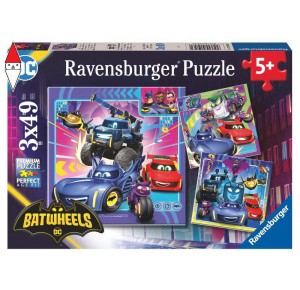 RAVENSBURGER, , , PUZZLE RAVENSBURGER PUZZLE 3X49 PZ BATWHEELS