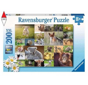 RAVENSBURGER, , , PUZZLE RAVENSBURGER PUZZLE 200 PZ XXL I CUCCIOLI DEL MONDO