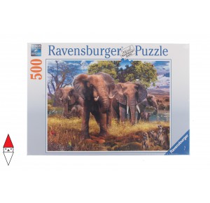 RAVENSBURGER, , , PUZZLE ANIMALI RAVENSBURGER ELEFANTI FAMIGLIA DI ELEFANTI 500 PZ