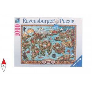 RAVENSBURGER, , , PUZZLE OGGETTI RAVENSBURGER CARTE GEOGRAFICHE IL MISTERO DI ATLANTIDE 1000 PZ