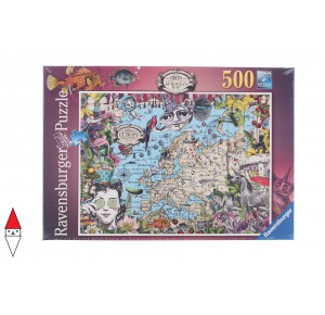 RAVENSBURGER, , , PUZZLE GRAFICA RAVENSBURGER MAPPA EUROPEA CIRCO ECCENTRICO 500 PZ