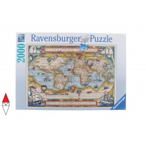 RAVENSBURGER, , , PUZZLE OGGETTI RAVENSBURGER CARTE GEOGRAFICHE INTORNO AL MONDO 2000 PZ