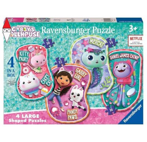 RAVENSBURGER, , , PUZZLE RAVENSBURGER PUZZLE SHAPED 4 IN A BOX GABBY  S DOLLHOUSE