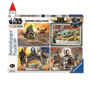 RAVENSBURGER, , , PUZZLE RAVENSBURGER PUZZLE 4X100 BUMPER THE MANDALORIAN  05240