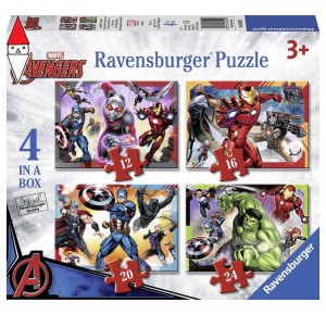 RAVENSBURGER, , , PUZZLE RAVENSBURGER PUZZLE 4IN1 AVENGERS A