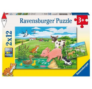 RAVENSBURGER, , , PUZZLE RAVENSBURGER PUZZLE 2X12 PZ CUCCIOLI DI CAMPAGNA