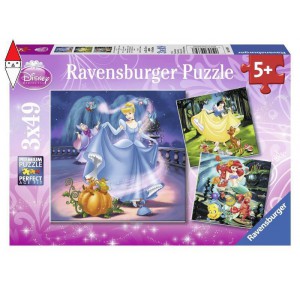 RAVENSBURGER, , , PUZZLE RAVENSBURGER PUZZLE 3X49 PZ PRINCIPESSE DISNEY A