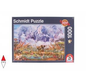 SCHMIDT, , , PUZZLE ANIMALI SCHMIDT ANIMALI VARI ANIMALS AT THE WATERHOLE 1000 PZ