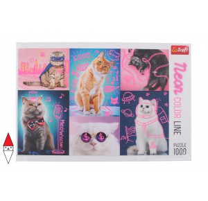 TREFL, , , PUZZLE ANIMALI TREFL GATTI NEON COLOR LINE SUPER CATS 1000 PZ