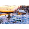 SUNSOUT, Sunsout-52766, 796780527669, PUZZLE PAESAGGI SUNSOUT NEVE INVERNO LOG CABIN 550 PZ