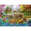 BLUEBIRD, BLUEBIRD-PUZZLE-70195, 3663384701955, PUZZLE ANIMALI BLUEBIRD LUPI SPRING WOLF FAMILY 1500 PZ