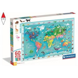 , , , PUZZLE CLEMENTONI MAXIPUZZLE 60 PZ WILDLIFE MAP