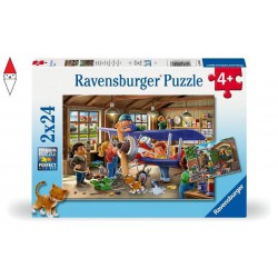 , , , PUZZLE RAVENSBURGER PUZZLE 2X24 PZ MANUTENZIONE DI TRENI E AEREI