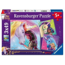 , , , PUZZLE RAVENSBURGER PUZZLE 3X49 PZ UNICORN ACADEMY