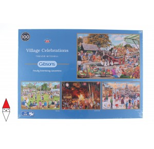 GIBSONS, , , PUZZLE TEMATICO GIBSONS CAMPAGNA VILLAGE CELEBRATIONS 4X500 PZ