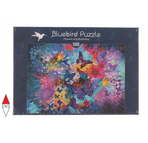 , , , PUZZLE ANIMALI BLUEBIRD FARFALLE FLOWERS AND BUTTERFLIES 1000 PZ