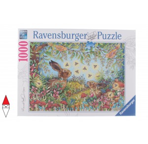 RAVENSBURGER, , , PUZZLE ANIMALI RAVENSBURGER CONIGLI BOSCO MAGICO DI NOTTE 1000 PZ