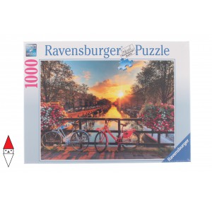 , , , PUZZLE PAESAGGI RAVENSBURGER CITTA BICICLETTE AD AMSTERDAM 1000 PZ