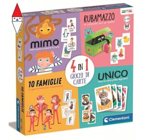 CLEMENTONI, , , GIOCO DA TAVOLO CLEMENTONI 4 IN 1 GIOCO DI CARTE MIMO UNICO RUBAMAZZO