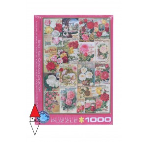 , , , PUZZLE GRAFICA EUROGRAPHICS ROSES SEED CATALOGUE COLLECTION 1000 PZ