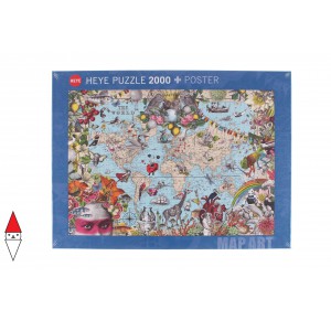 , , , PUZZLE OGGETTI HEYE CARTE GEOGRAFICHE QUIRKY WORLD 2000 PZ