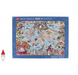 , , , PUZZLE OGGETTI HEYE CARTE GEOGRAFICHE QUIRKY WORLD 2000 PZ