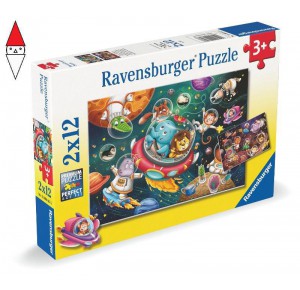 RAVENSBURGER, , , RAVENSBURGER PUZZLE 2X12 PZ ANIMALI NELLO SPAZIO