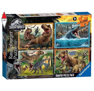 RAVENSBURGER, , , PUZZLE RAVENSBURGER PUZZLE 4X100 JURASSIC WORLD