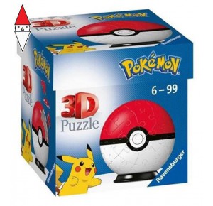 , , , PUZZLE 3D RAVENSBURGER PUZZLEBALL 54 PZ POKEBALL ROSSA