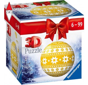 , , , PUZZLE 3D PALLA DI NATALE GIALLA 56 PZ