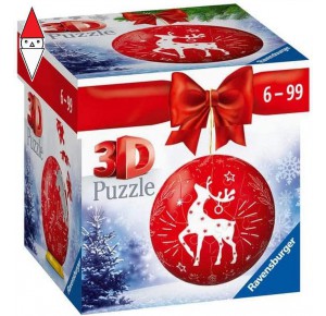 , , , PUZZLE 3D PALLA DI NATALE ROSSA 56 PZ