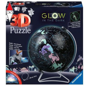 RAVENSBURGER, , , RAVENSBURGER PUZZLEBALL GLOBO 180 PEZ GLOW IN THE DARK COSTELLAZIONI