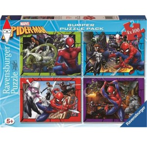 RAVENSBURGER, , , PUZZLE RAVENSBURGER PUZZLE 4X100 BUMPER SPIDERMAN 12001076