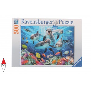 RAVENSBURGER, , , PUZZLE ANIMALI RAVENSBURGER DELFINI NELLA BARRIERA CORALLINA 500 PZ