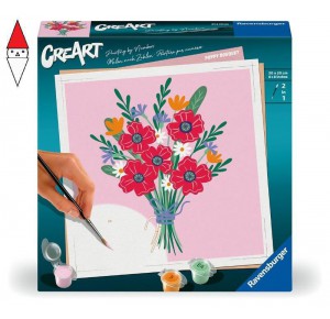 RAVENSBURGER, , , GIOCO EDUCATIVO RAVENSBURGER CREART ADULTI  TREND QUADRATI BOUQUET DI PAPAVERI
