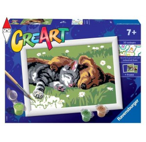 RAVENSBURGER, , , GIOCO EDUCATIVO RAVENSBURGER CREART SERIE E CANE E GATTO DOLCE SONNO