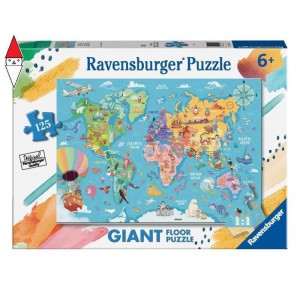 , , , PUZZLE RAVENSBURGER PUZZLE 125 GIANT MAPPA DEL MONDO