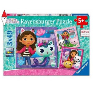 RAVENSBURGER, , , PUZZLE RAVENSBURGER PUZZLE 3X49 PZ GABBY S DOLLHOUSE