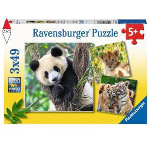 , , , PUZZLE RAVENSBURGER PUZZLE 3X49 PZ PANDA TIGRE E LEONE