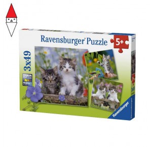 RAVENSBURGER, , , PUZZLE RAVENSBURGER PUZZLE 3X49 PZ GATTINI