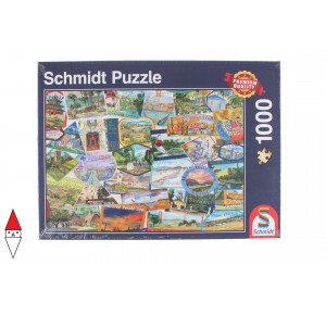 SCHMIDT, , , PUZZLE OGGETTI SCHMIDT STAMPE VINTAGE TRAVEL STICKERS 1000 PZ