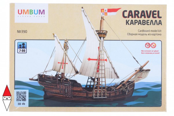 UMBUM, 390, 4627081554091, PUZZLE 3D UMBUM NAVI ANTICHE CARAVEL CARAVELLA 390