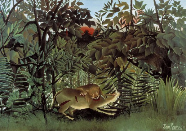GRAFIKA, Grafika-00498, 3663384004988, PUZZLE ARTE GRAFIKA ROUSSEAU LE LION SE JETTE SUR L ANTILOPE 1000 PZ