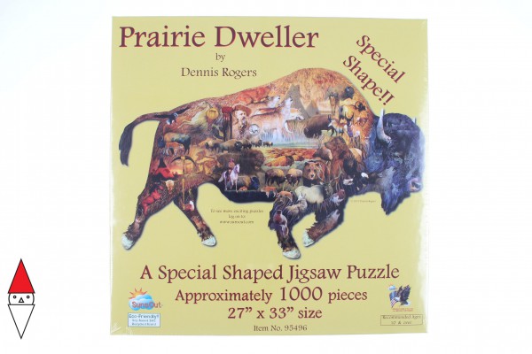 SUNSOUT, Sunsout-95496, 796780954960, PUZZLE SAGOMATO SUNSOUT BISONTI DENNIS ROGERS 1000 PZ