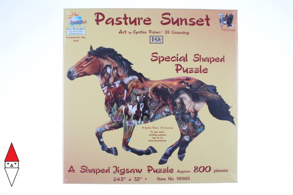 SUNSOUT, Sunsout-95903, 796780959033, PUZZLE SAGOMATO SUNSOUT CAVALLI PASTURE SUNSET 800 PZ